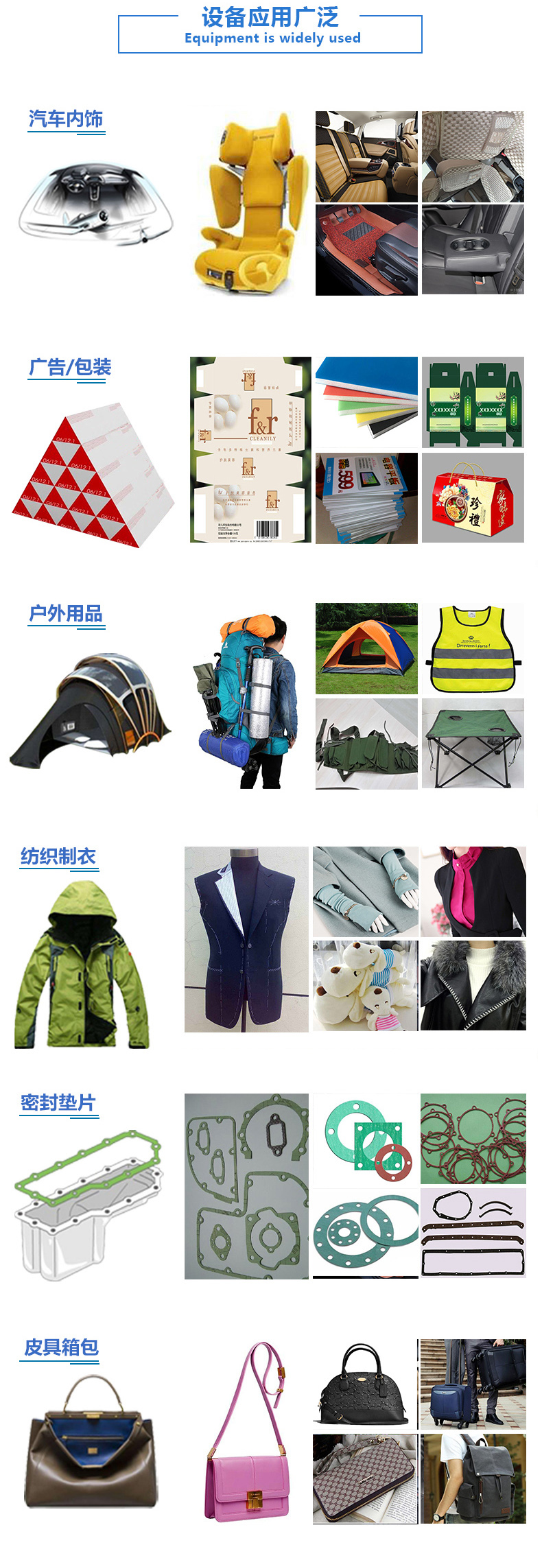 設備適用于的各種皮質(zhì)材料